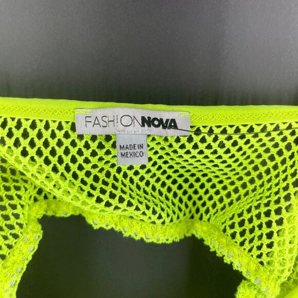 Fashion Nova Womens Beachwear Neon Green Mesh Maxi Cover-Up Dress Cut-Out Design - Picture 2 of 3